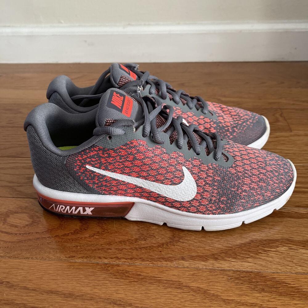 Nike Air Max Sequent 2 Womens 9.5 Gray Pink Running Sneakers 852465-003